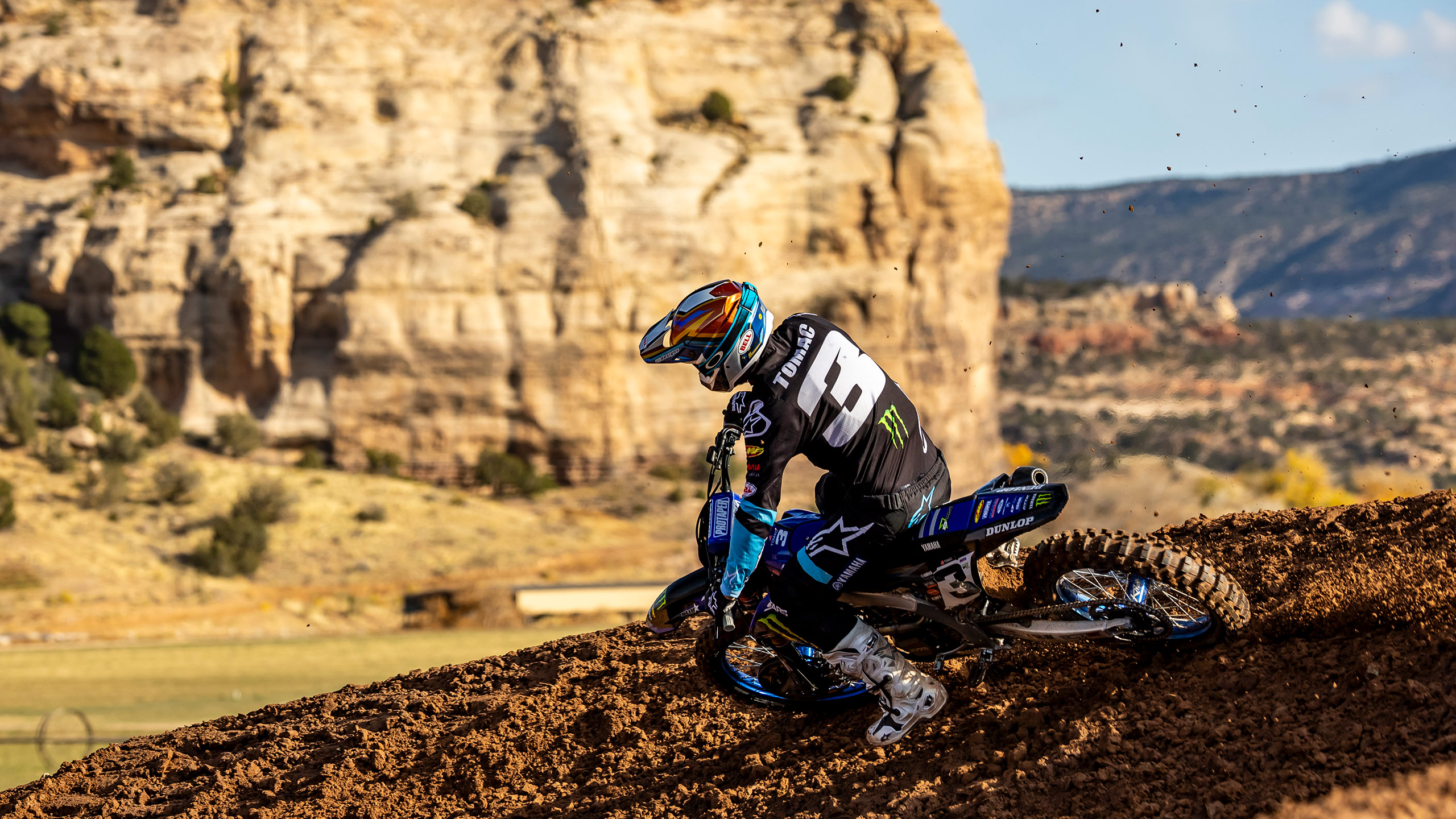 Eli Tomac jumping his dirt bike